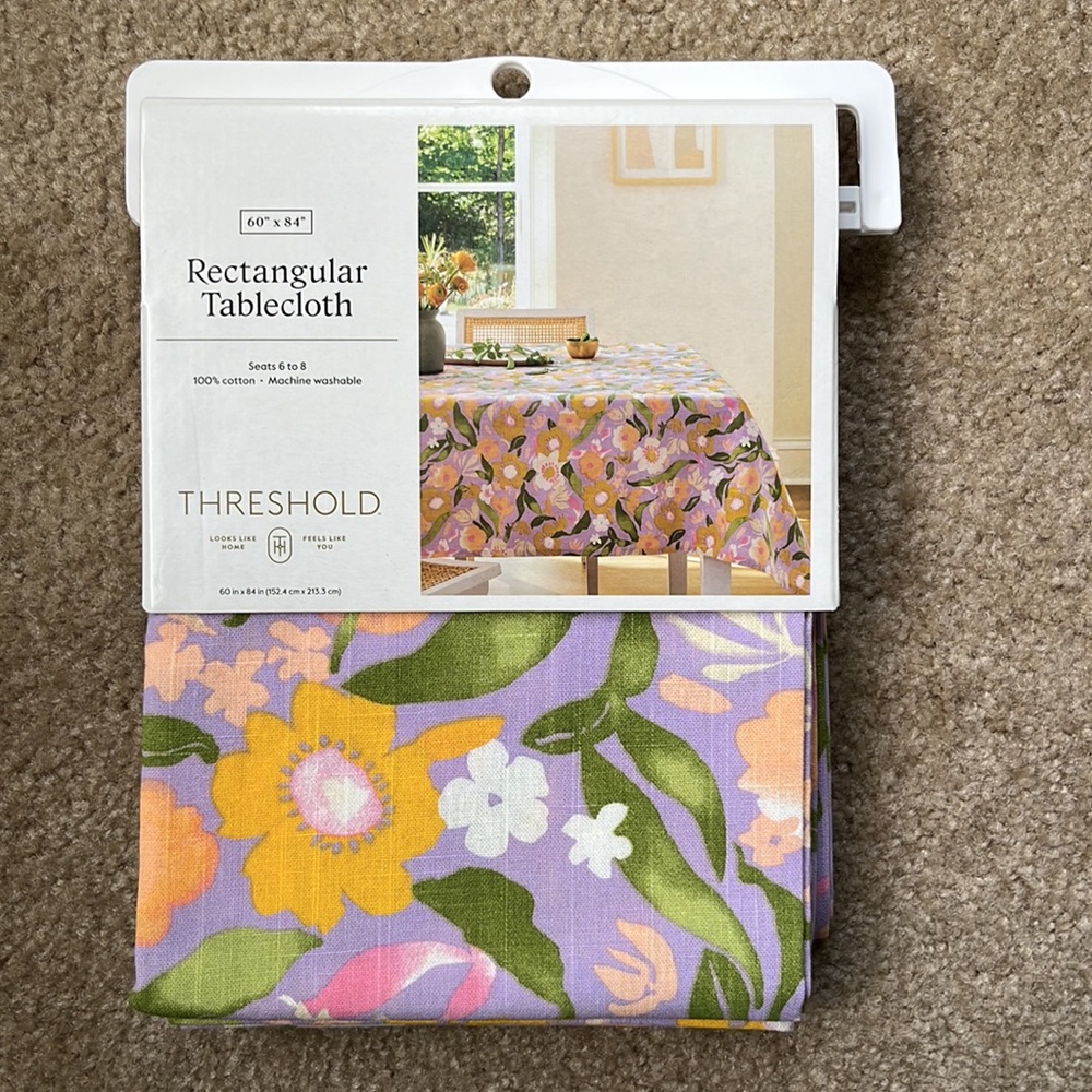 Threshold Spring Floral Rectangular Cotton Tablecloth 84"x60" NWT